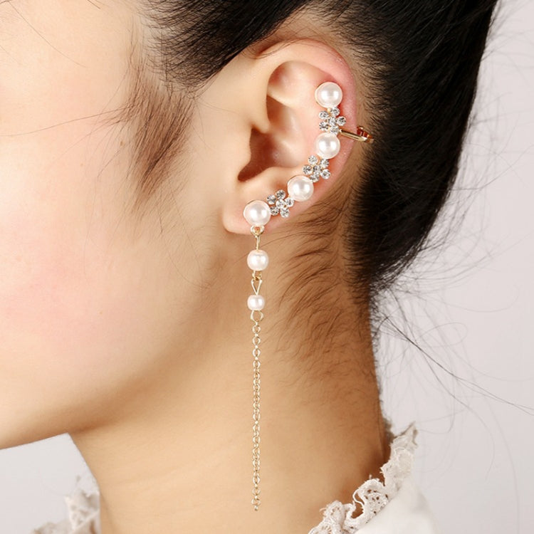 Women Fashion Tassel Left Ear Alloy Clip Earrings Snow Ear Bone Clip(gold)