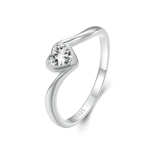 Sterling Silver Platinum Plated Love Moissanite Ring